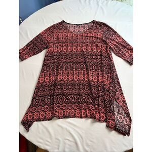Vikki Vi Pink Black Lagenlook Slinky Tunic Top Plus Size 1X